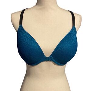 PINK Victoria's Secret Strappy Back Front Clasp Lace Push-up Bra Teal 34DD